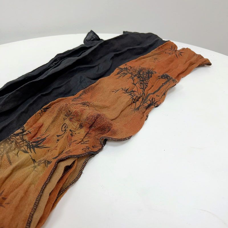 Koreansk version av plisserat lapptäcke i bomull och linne för kvinnors sommarhalsduk, personlig smal varm halsduk_voghion.com