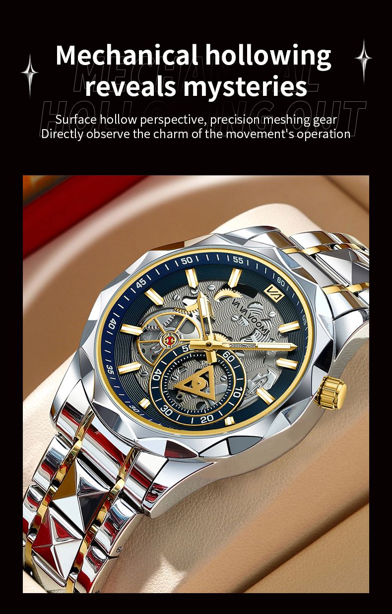 VA VA VOOM Men's Watch 2025 New Stainless Steel Hollow Watch Business Simple Quartz Waterproof Watch_voghion.com