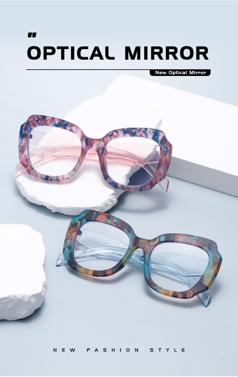 New Irregular Marble Pattern Anti-Blue Light Non-Prescription High-End Acetate Plain Glasses Frame_voghion.com