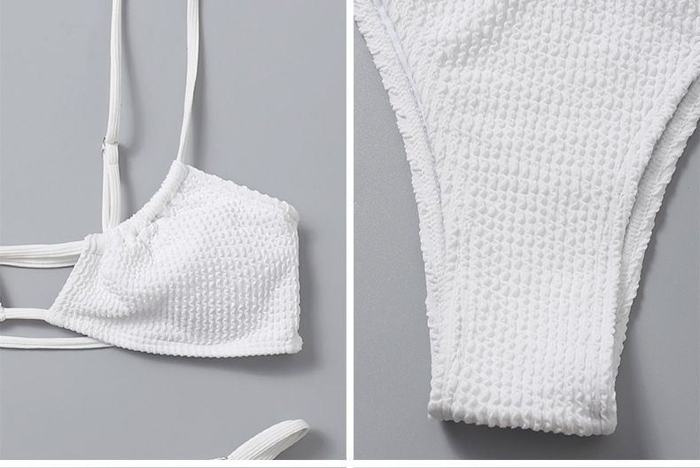 Naisten vaatteet Naisten kaksiosainen uimapuku yksiväriset henkselit Sexy string bikini-uimapuku_voghion.com
