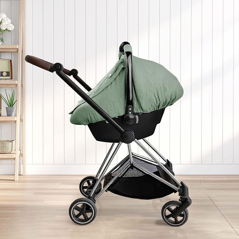 Funda de asiento de seguridad para bebé, parasol, funda para cesta de cochecito, gasa de algodón, transpirable, resistente al viento y al sol, funda para bebé_voghion.com