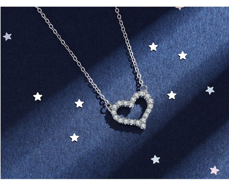 Collana alla moda con ciondolo a forma di cuore in argento sterling S925 placcato in oro pt950, accessori per ciondoli femminili_voghion.com