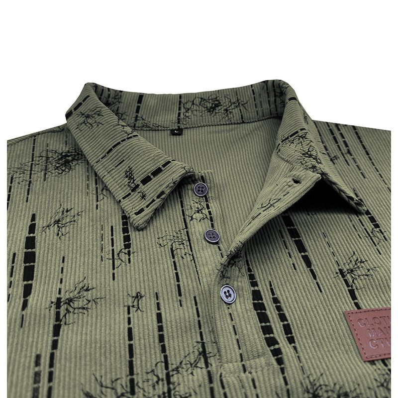 Herren Langarm Poloshirt Herbst und Winter Neues Jacquard Revers Top_voghion.com