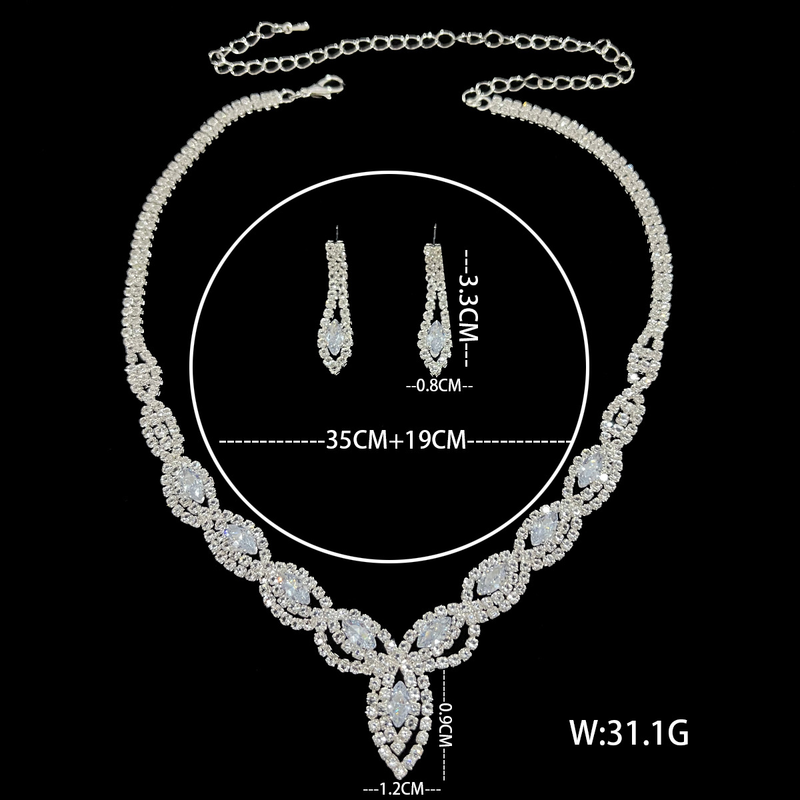 Set di orecchini e collane per abito da sposa esplosivo, eleganti gioielli per banchetti_voghion.com