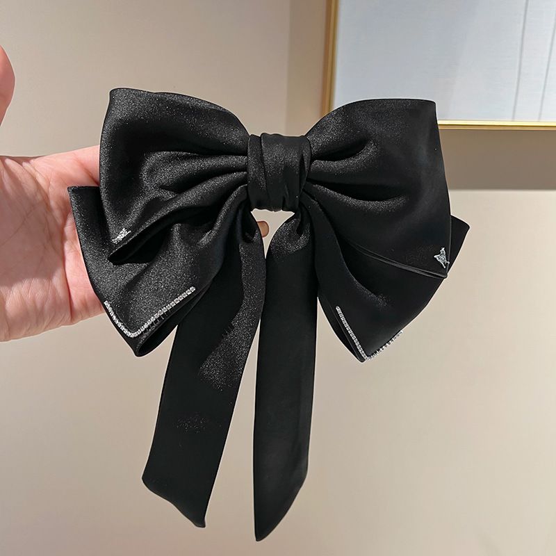 Squisito grande fiocco di alta qualità strass tornante fascia per capelli semplice temperamento tempestato di diamanti clip a molla tornante clip coda di cavallo per le donne_voghion.com