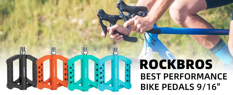 Pédales de vélo ROCKBROS, pédales de vélo VTT à plateforme en nylon avec antidérapant, paire de 9/16"_voghion.com