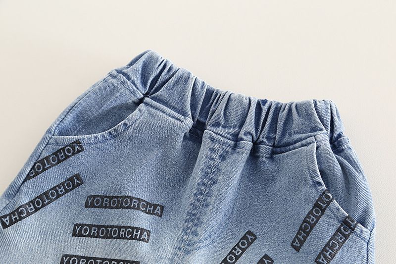 2025 Children's Short Sleeved Denim Shorts Two-piece Set For Boys, Trendy And Cool Casual Summer Clothes_voghion.com