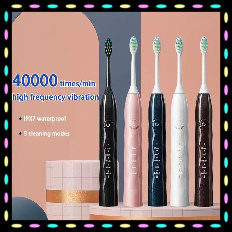 Ultrasonic Sonic Electric Toothbrush Rechargeable Tooth Brushes Washable Electronic Whitening Teeth Timer Brush 5 Colors_voghion.com