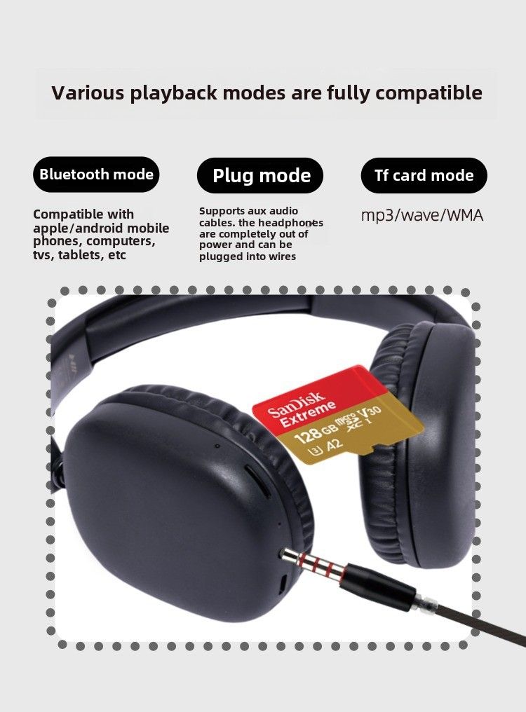 WH280 headset: supports Bluetooth, wired and TFcard playback, charging support, suitable for games, music and other scenarios_voghion.com