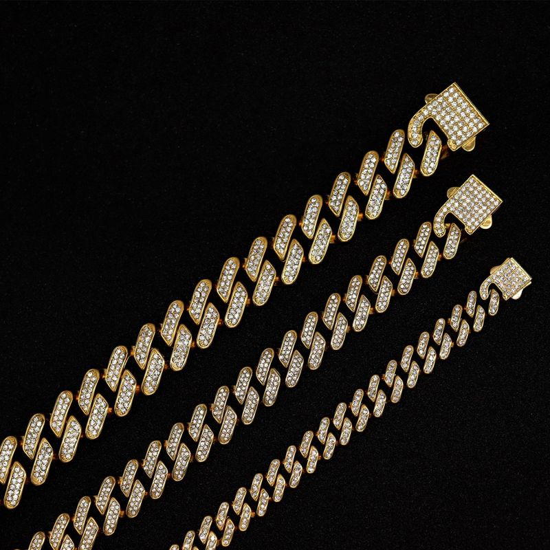 Hip Hop voller Diamant kubanische Kette Titan Stahl Halskette Persönlichkeit Mode Edelstahl Halskette Schmuck_voghion.com