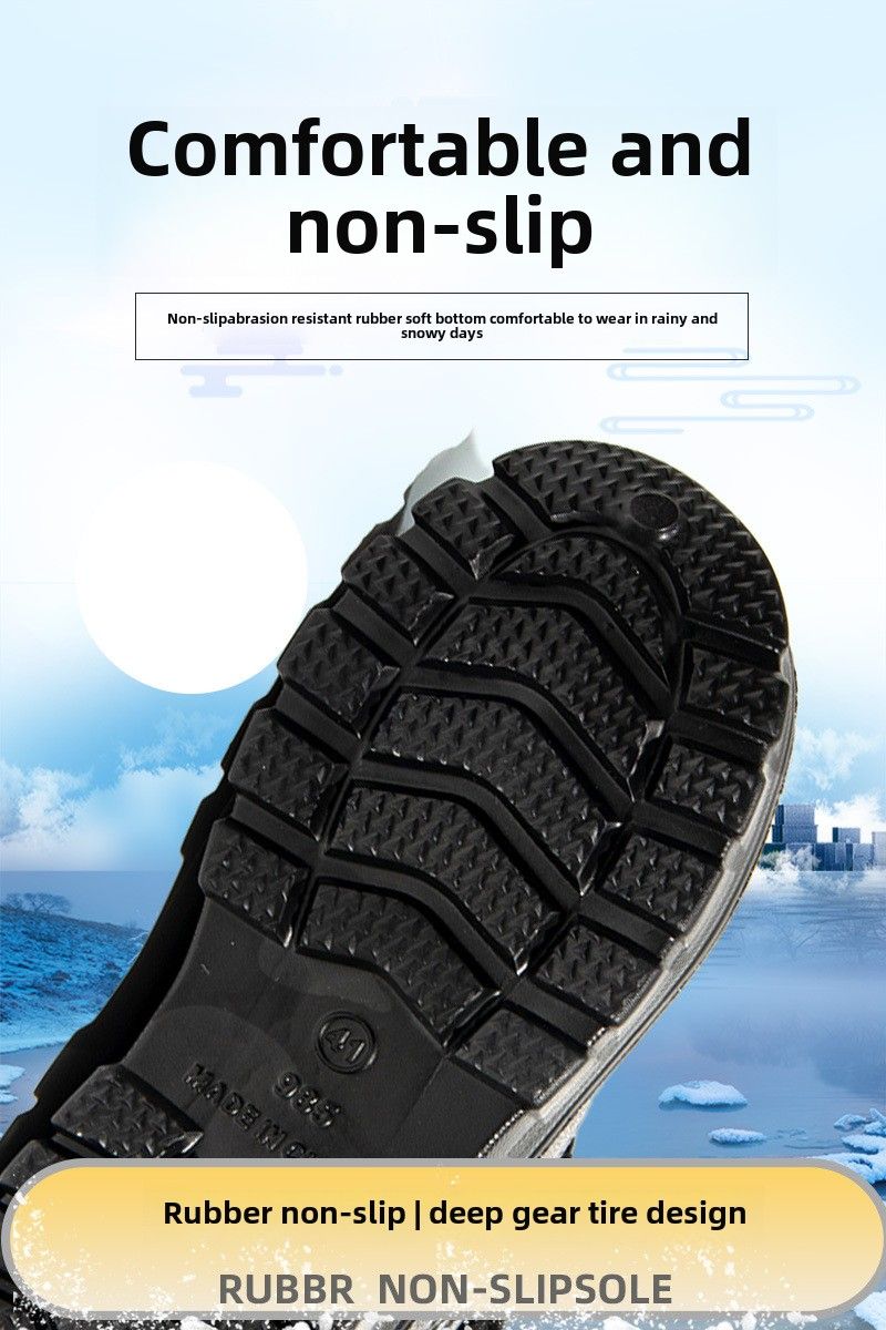Waterproof cotton boots rain shoes velvet medium tube cotton shoes men's outdoor winter men's shoes cotton shoes snow boots men's casual shoes_voghion.com