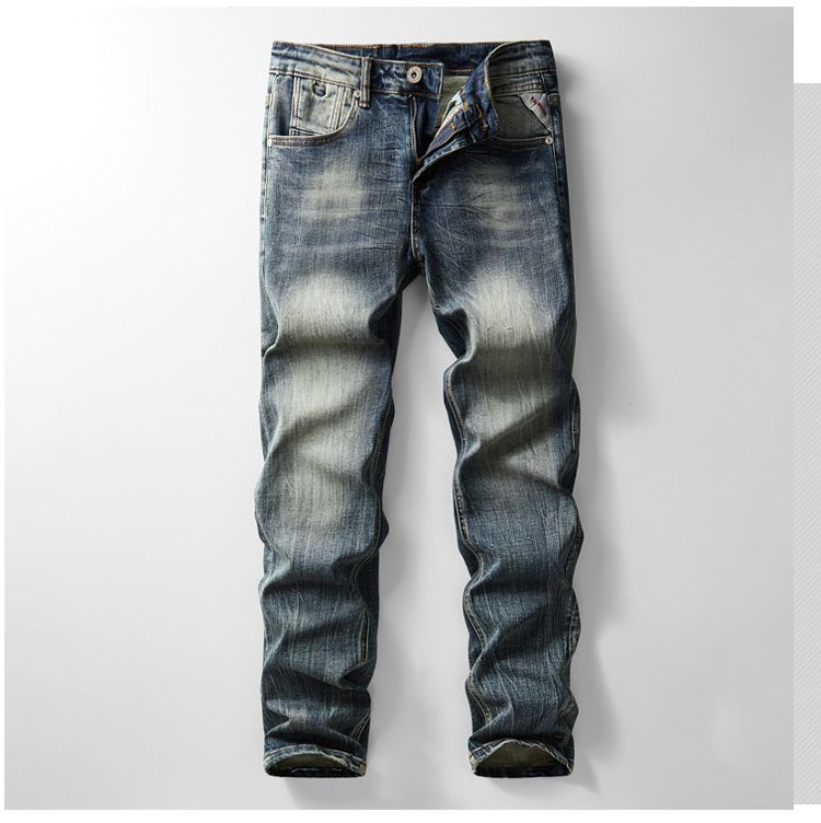 Moda autunno e inverno, nuovissimo abito in denim americano, classico, semplice e versatile, in denim elasticizzato lavato di alta qualità._voghion.com