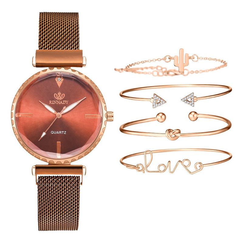 Women's Watches Bracelet Watch Set Five-piece Alloy Watch Band Magnet Buckle Watch Combination Quartz Watch_voghion.com