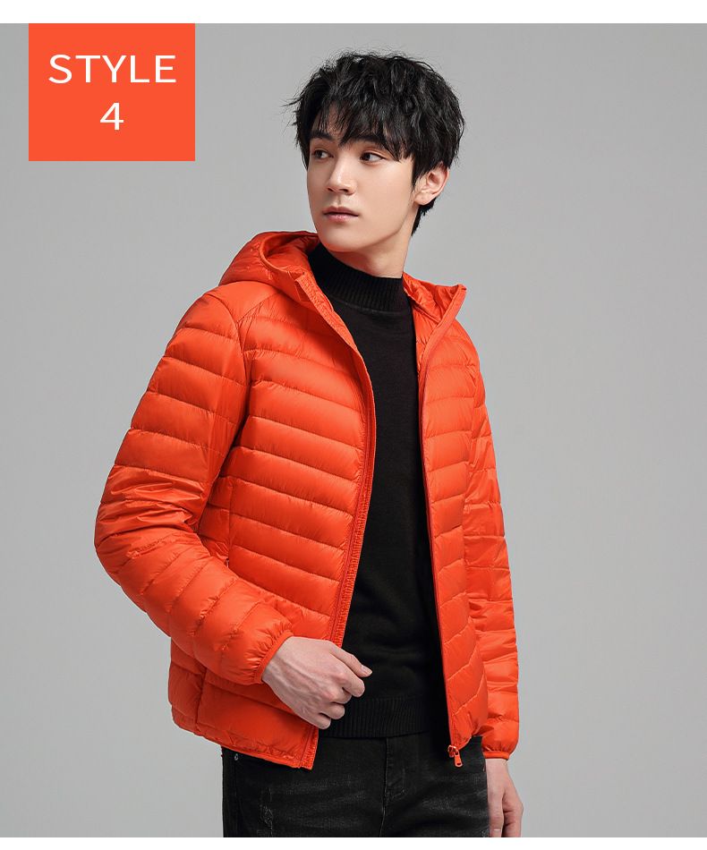 Lightweight and short jacket for men 2024 new hooded winter fashion stand up collar jacket, white duck down men's_voghion.com