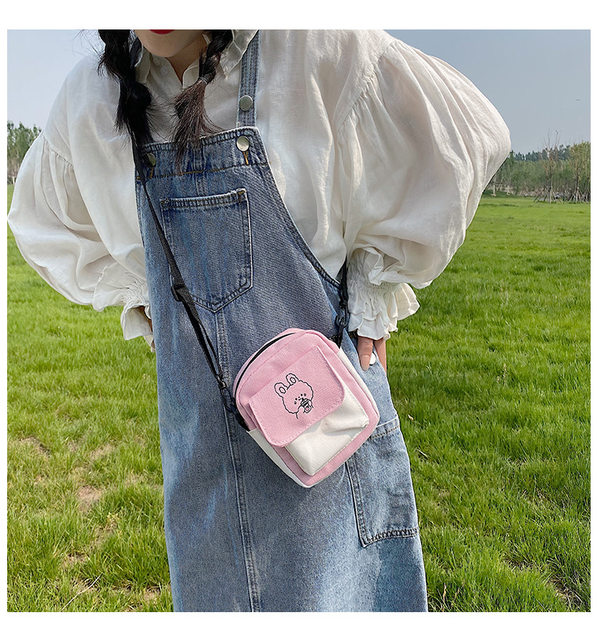 Lærredsskulder Dametaske Lille koreansk modemessenger Crossbody-taske til pigestuderende Bomuldsklud Kvindehåndtasker Bolsas_voghion.com