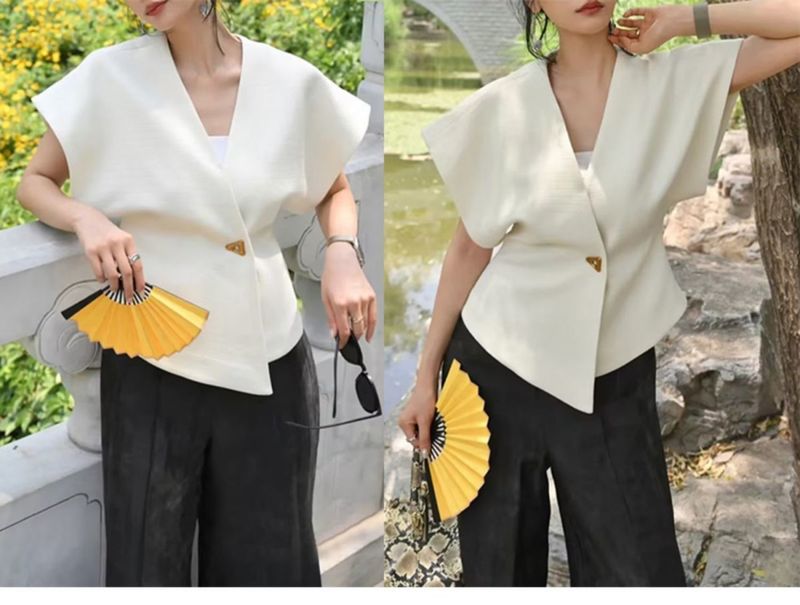 Damenbekleidungsanzug mit überschnittenen Schultern, Ärmeln, Westendesign mit einem Knopf an der Taille, schlankmachendes Modeoberteil_voghion.com