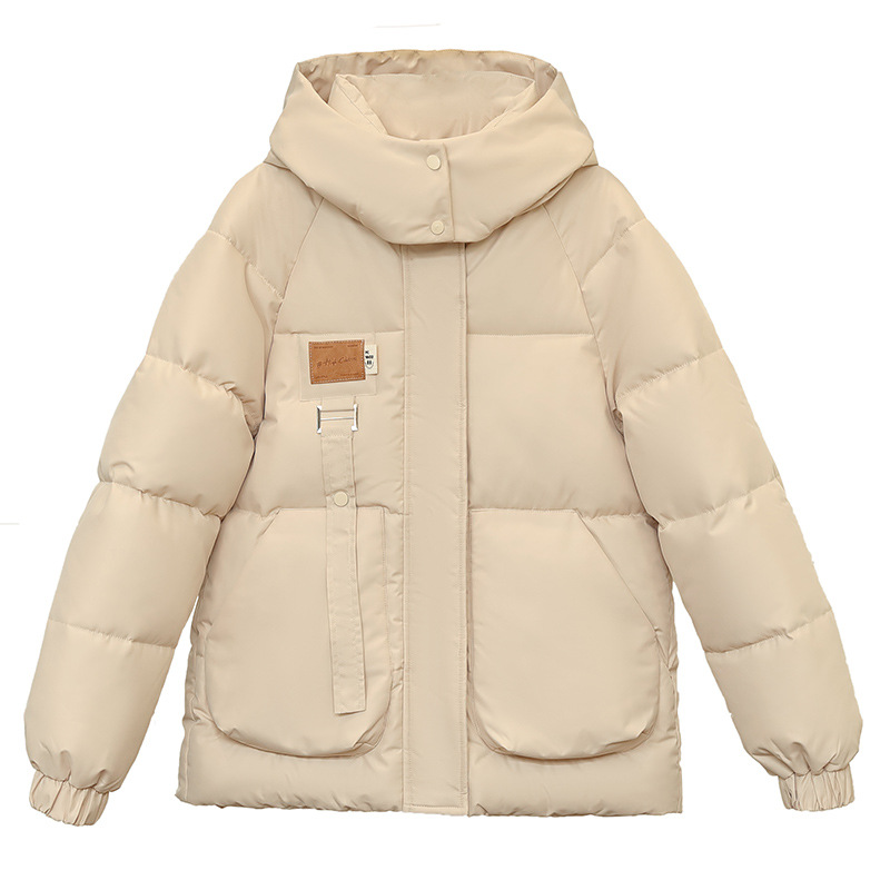 Damen-College-Stil, einfache koreanische Version, mit Kapuze, Stehkragen, wattierte Jacke, Nische, verdickte, wattierte Jacke_voghion.com