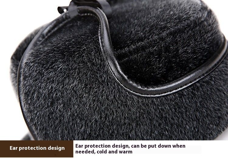 Men Middle-aged And Elderly Autumn And Winter Mink Fur Pilot Hat Warm Ear Protection Cold Proof Arctic Fleece Hat Gift For Elders_voghion.com