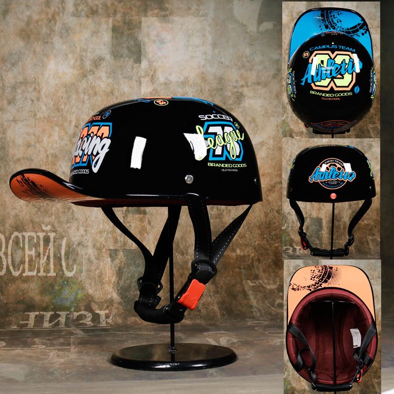 3C Retro Gangster Personalisierte Baseballmütze Männer und Frauen Bemalter Helm Scoop-Helm Entenschnabelmütze Helm Elektroauto Baseballmütze Halbhelm_voghion.com