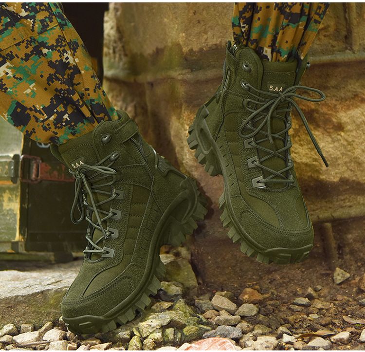 Tactical Outdoor Boots For Men - Lightweight Hiking Shoes With Anti-Slip Sole, Breathable & Durable For Running, Trekking ( Sand/Brown/Green)_voghion.com