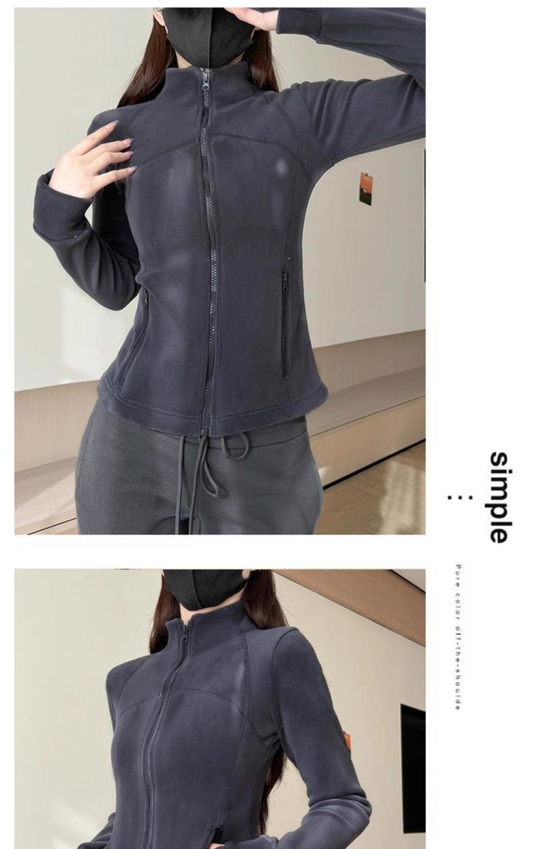 Giacca felpata foderata in pile polare slim fit invernale 2025 per donna, abbigliamento yoga primaverile autunnale_voghion.com