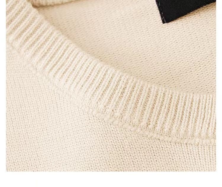 Damenbekleidung Strickjacke mit Bärenstickerei, schmales und vielseitiges Langarmoberteil_voghion.com