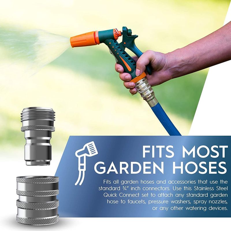 Stainless Steel 3/4 Inch Garden Hose Quick Connect Set | 2x2 Set_voghion.com