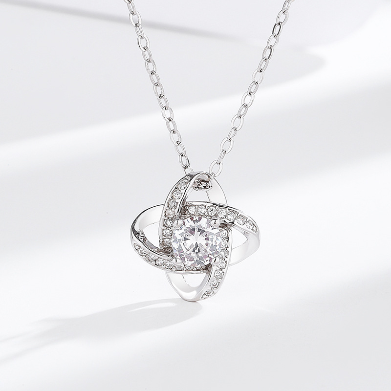 S925 Sterling Silver Fyrklöver Halsband Enkel Eternal Star Full Diamond Zirkonhänge Cross Border Nyckelbenskedja_voghion.com