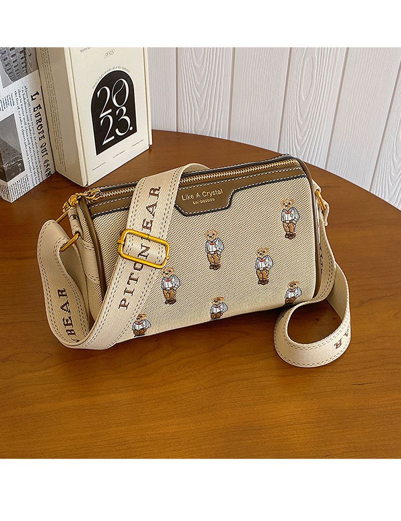 Women's Bags canvas contrast color embroidery wide shoulder strap bag _voghion.com