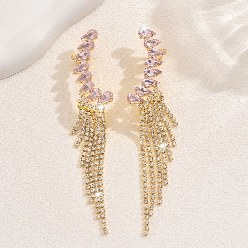 Unisex Earrings Personalized Tassel Earrings Fashionable Temperament Super Flash Diamond Claw Chain Earrings_voghion.com