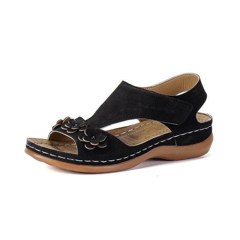 New Plus Size Shoes Summer New Casual Flower Wedge Heel Women's Beach Sandals_voghion.com