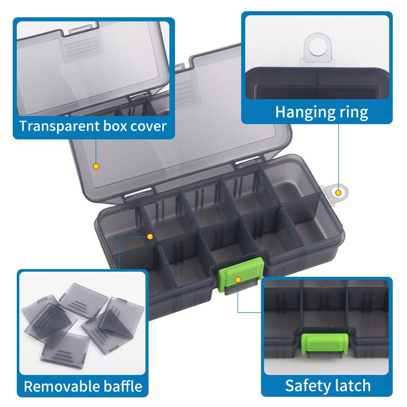 Esca per esche Nuova scatola per esche Trasparente Grigio Plug In Baffle Multifunzione Scatola per esche portatile con paillettes_voghion.com
