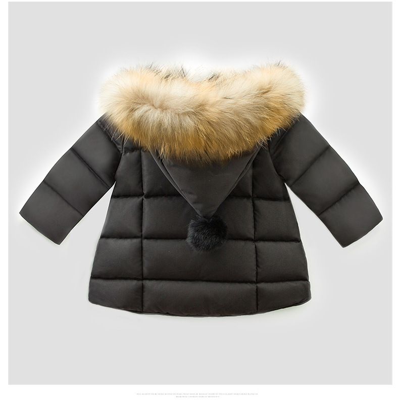Wintermantel für Mädchen mit echtem Pelzkragen, warm wattierte Jacke für Kleinkinder und Kinder, Oberbekleidung mit Kapuze im koreanischen Stil_voghion.com