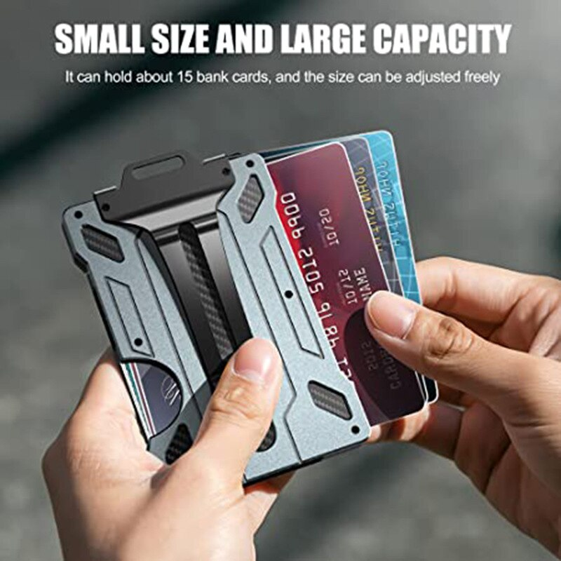 Porta-cartões para exterior prático tático de alumínio fashion mini carteira mágica inteligente_voghion.com