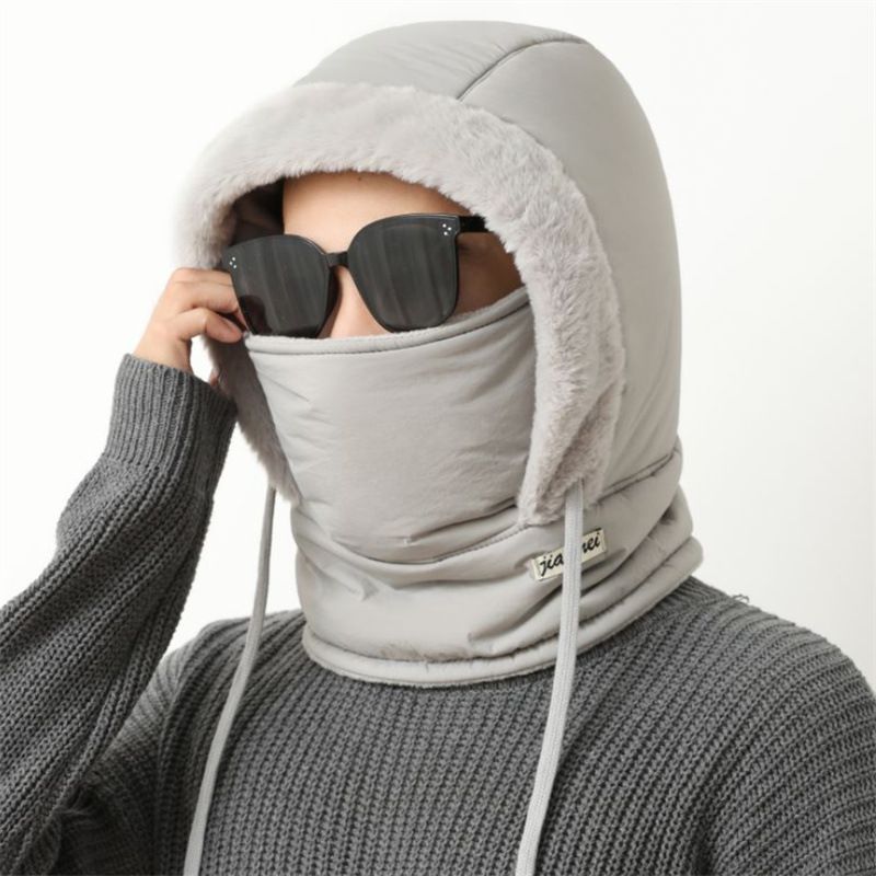 LazyZoom Fleece-Lined Thickened Windproof Snow With Scarf And Face Mask, Cold-Resistant Skiing Lei Feng Hat Women, Winter Cycling_voghion.com