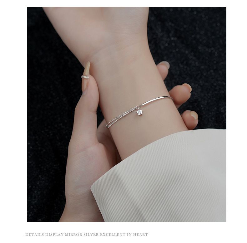 999 Sterling Stärearmband fir Fraen, Duebelschicht Liicht Luxus, Villsäiteg, Nisch, High-End Gefill, Ins Stil Sëlwer_voghion.com