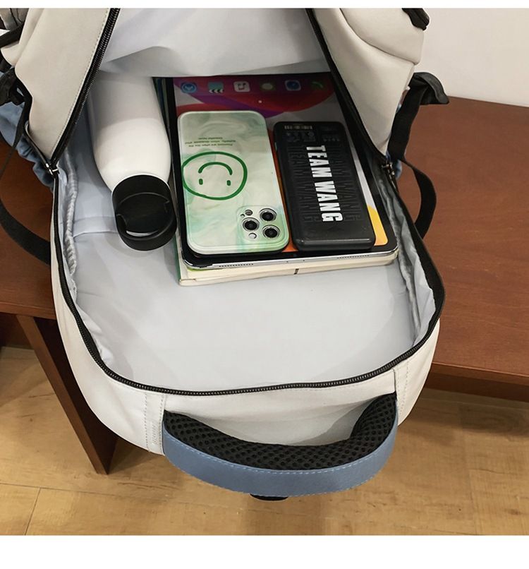 Plecak GUIYU o dużej pojemności dla uczniów szkół średnich i studentów, lekki nylonowy plecak z kolorowym wzorem blokowym, oddychające, wyściełane paski_voghion.com