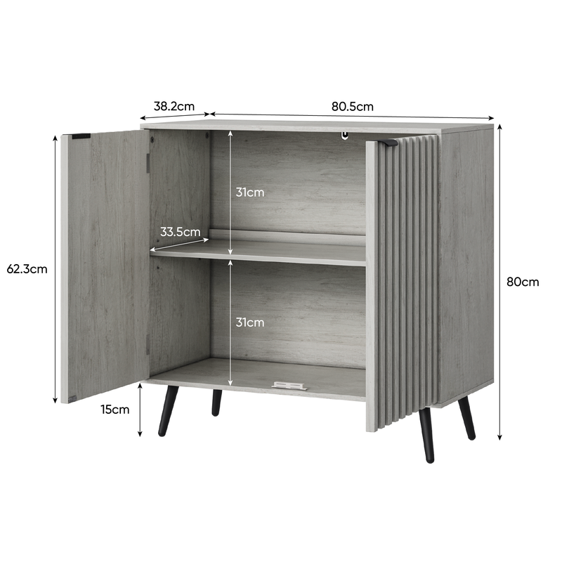 Seitenschrank Grau Mit Nutendesign, Verstellbarem Regal Für Flur_voghion.com