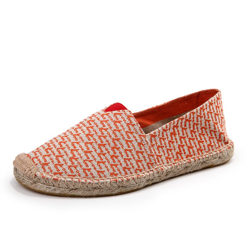 Casual Espadrilles Handmade Fashion Versatile Straw Woven Linen Sweat-Absorbing Breathable Slip-On Lazy Cloth Shoes_voghion.com