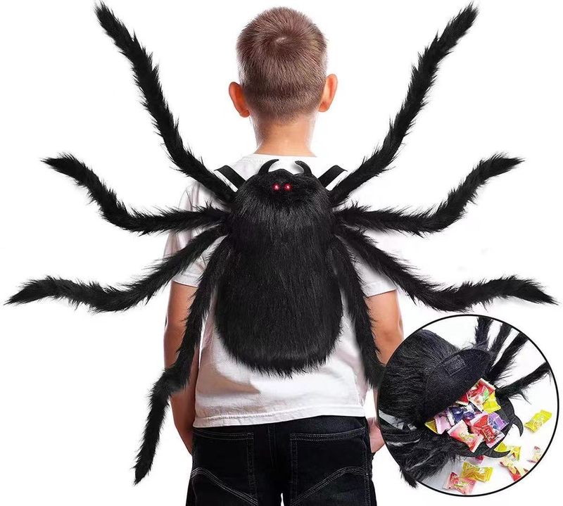 Accessoire de déguisement d'araignée géante et effrayante - Décoration effrayante pour fête d'Halloween, araignée colorée à sangle pour cosplay et farces_voghion.com