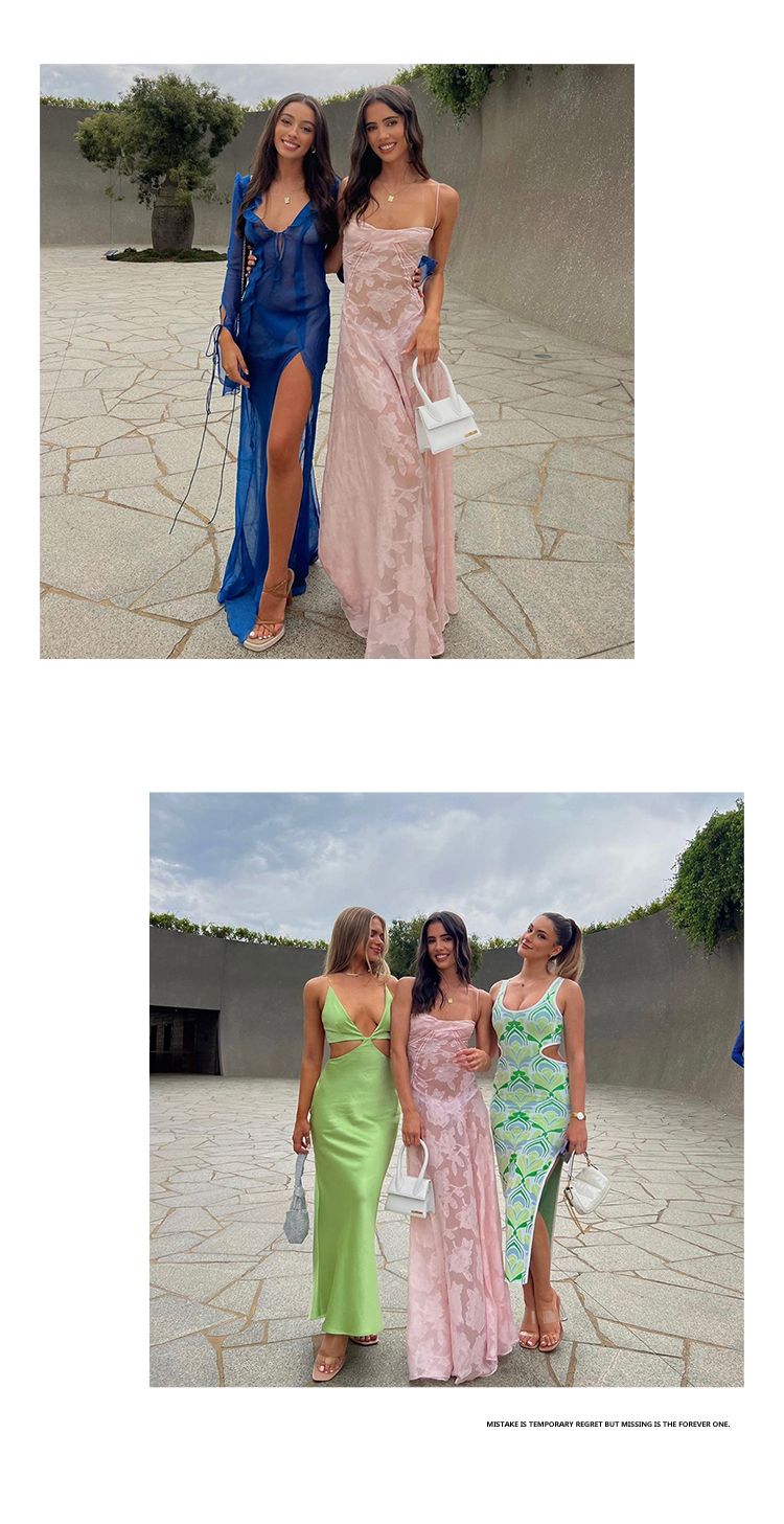 Sisjuly # Super Fairy Romantic Tea Break Manor Style Mesh Leggero Semi-Trasparente Crochet Traforato Elegante Abito Per_voghion.com