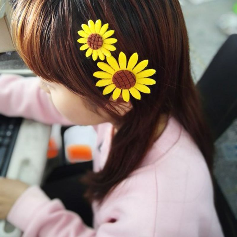 Elastiske solsikkehårspænder bindebånd stofblomst hårnåleringe tilbehør_voghion.com