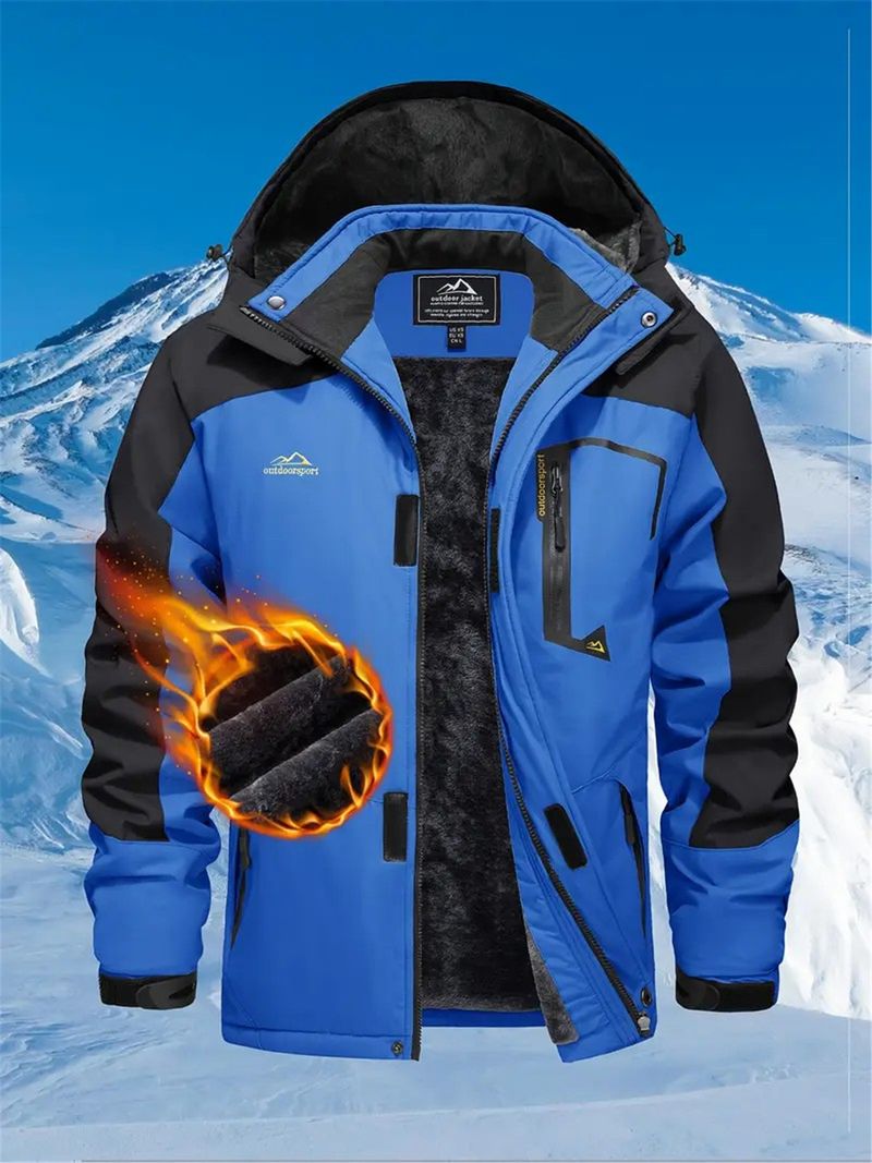 Single Item Men'S Warm Snow Skiing Features A Chest Pocket, Adjustable Cuffs, Zippered Pockets, Suitable For Skiing,_voghion.com