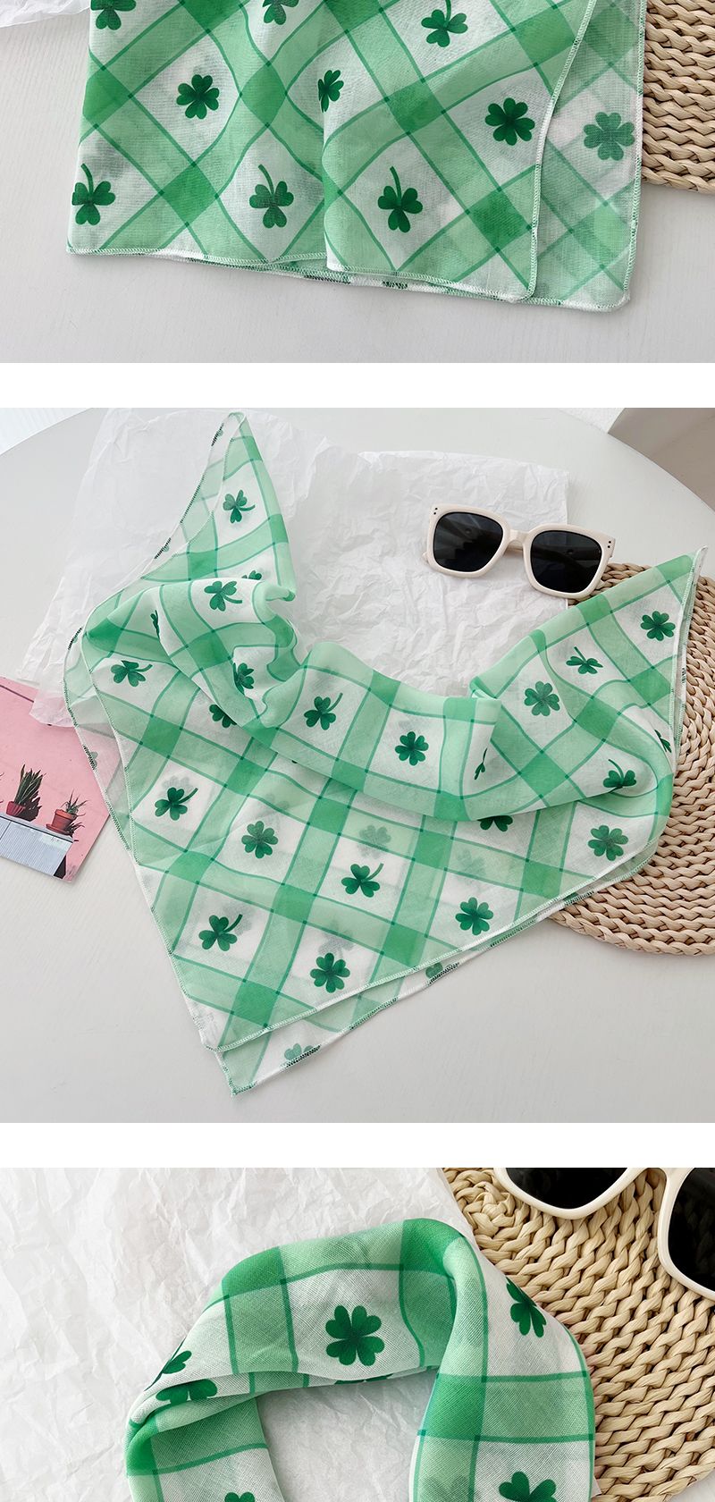 Verão Nova Edição Coreana Fresca Versátil Estilo Rural Primavera Decoração de Viagem Lenço Pequeno Multifuncional_voghion.com