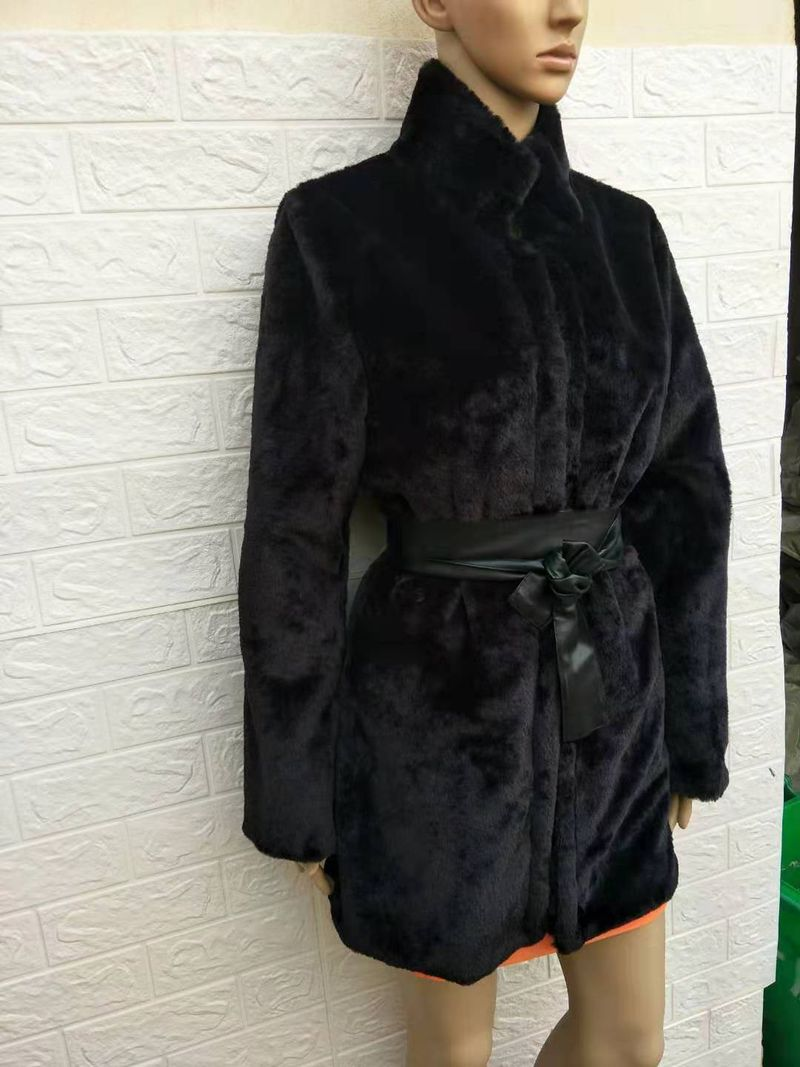 Moteriškas audinės lapės kailis ilgo kailio_voghion.com