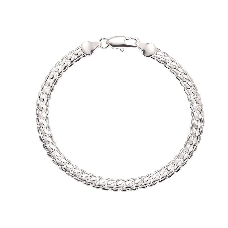 Silver Plated Side Bracelet For Men Women, Korean And Japanese Style, Unique Cool Hip-Hop Ins Niche Simple Design 5MM_voghion.com