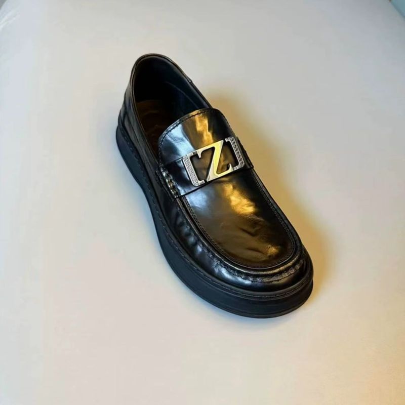 Mocassini da uomo in vera pelle con punta tonda e suola spessa, casual e versatili, comodi_voghion.com