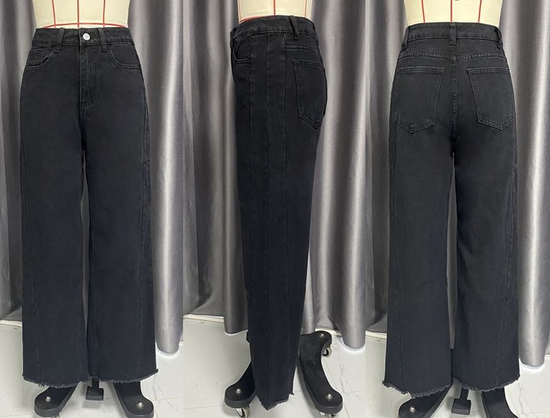 Nuovi pantaloni larghi e dritti casual lavati con gamba larga in magazzino_voghion.com