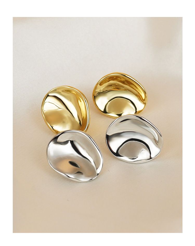 Design di nicchia francese orecchini rotondi lucidi pesanti orecchini femminili in stile freddo tendenza versione coreana minimalista_voghion.com