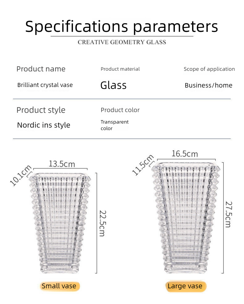 Home Transparent Crystal Glass Vase Nordic Light Luxury Ins Style Living Room Hotel Arrangement Ornament Fresh Flower_voghion.com